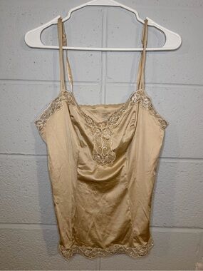 Vanity Fair Y2K Champagne Lace-Trim Satin Cami